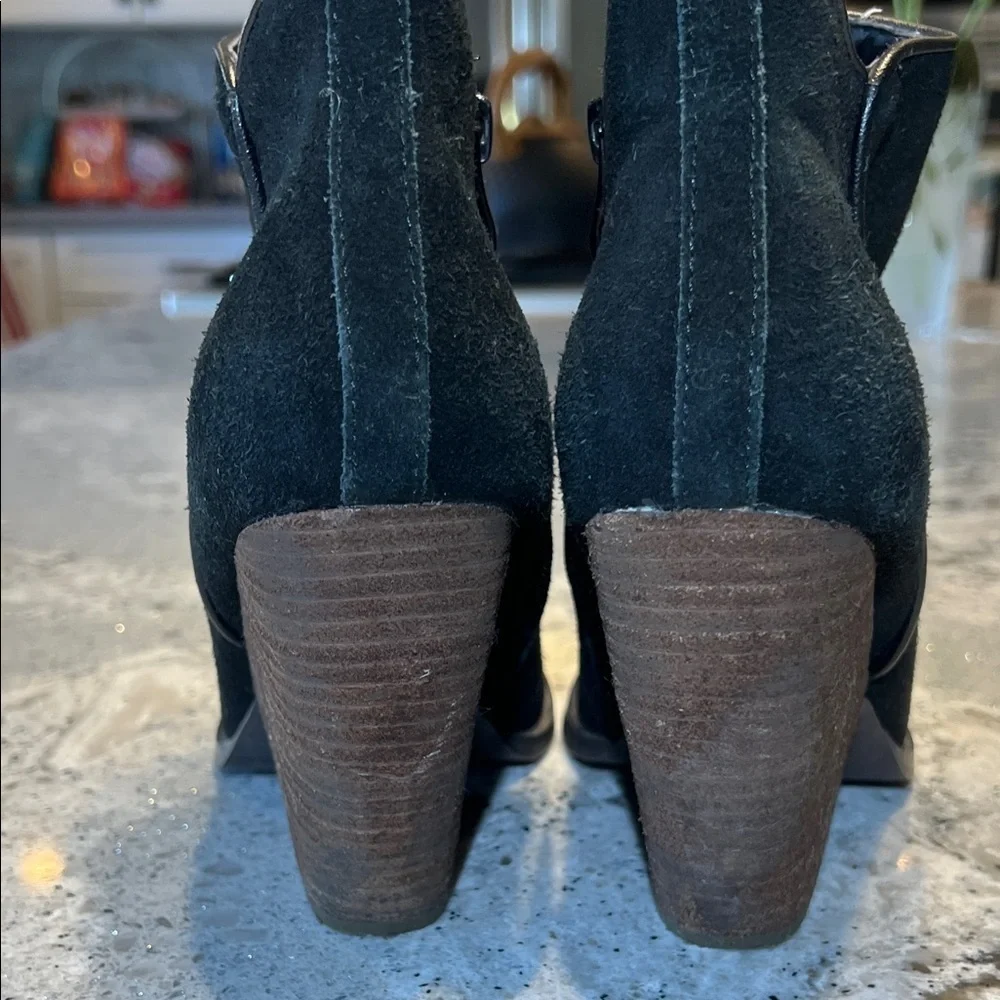 Very Volatile Black Suede Ankle Booties Size 7.5 EUC